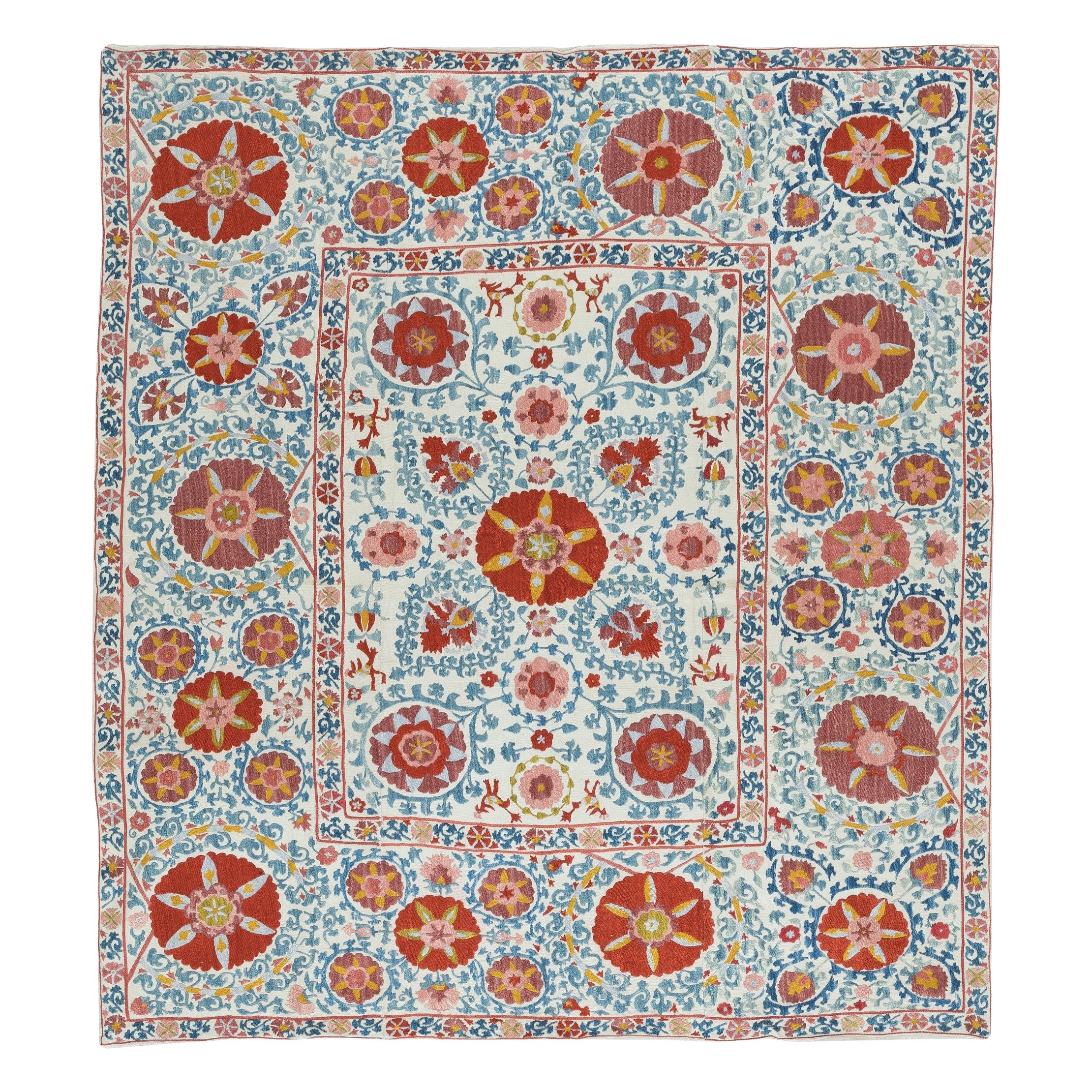 4.4x4.8 Ft Embroidered Silk Wall Hanging. Traditional Table Cover. New Bedspread