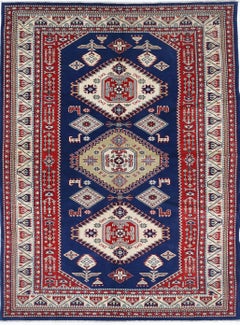 4.4x6 ft Authentic Hadknotted Turkish Accent Rug. Woolen Floor Covering