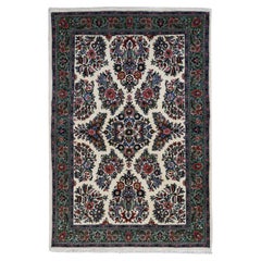 4'4"x6'8" Elfenbein, neuer persischer Sarouk-Teppich, höherer KPSI, Wolle, handgeknüpft, Teppich