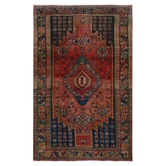 4'4"x7' Sunset Colors Vintage Zoroastrian Shiraz Hand Knotted Wool Oriental Rug