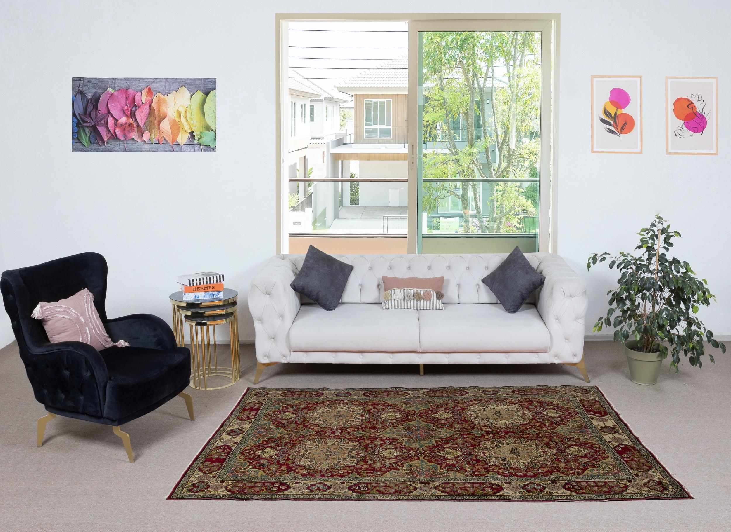 Experience the elegance of centuries-old craftsmanship with this antique handmade Turkish Oriental rug, a true testament to the rich weaving heritage of Anatolia. Handwoven by master artisans, this rug features intricate floral and geometric motifs,