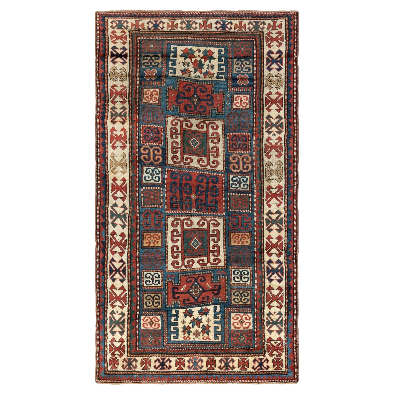 4.4x7.7 Ft Antique Karatchoph (Karachov) Kazak Rug, Ca 1880, South Caucasus
