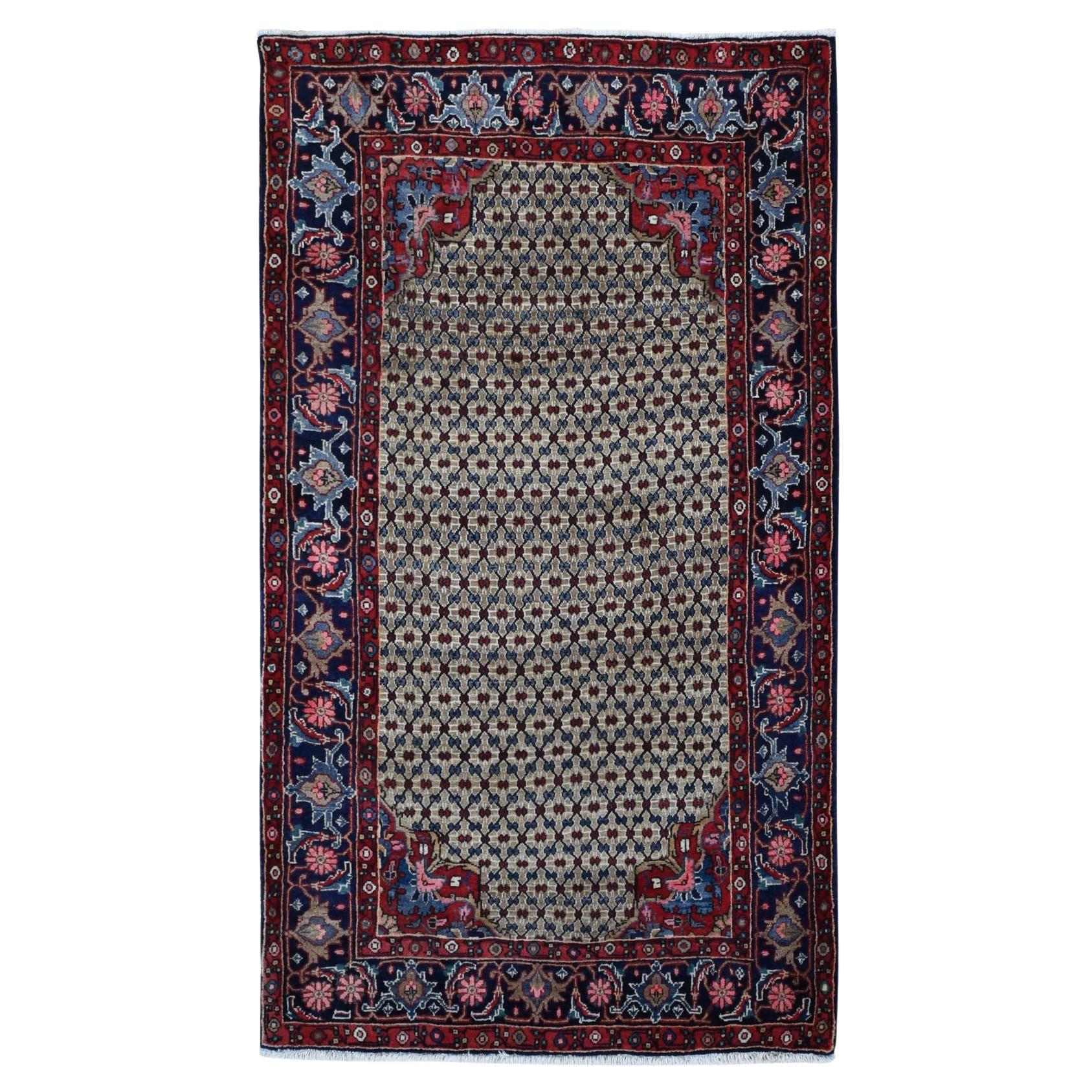 4
4 "x7
9" Biber Braun Neupersisch Serab Reine Wolle Handgeknüpft Teppich