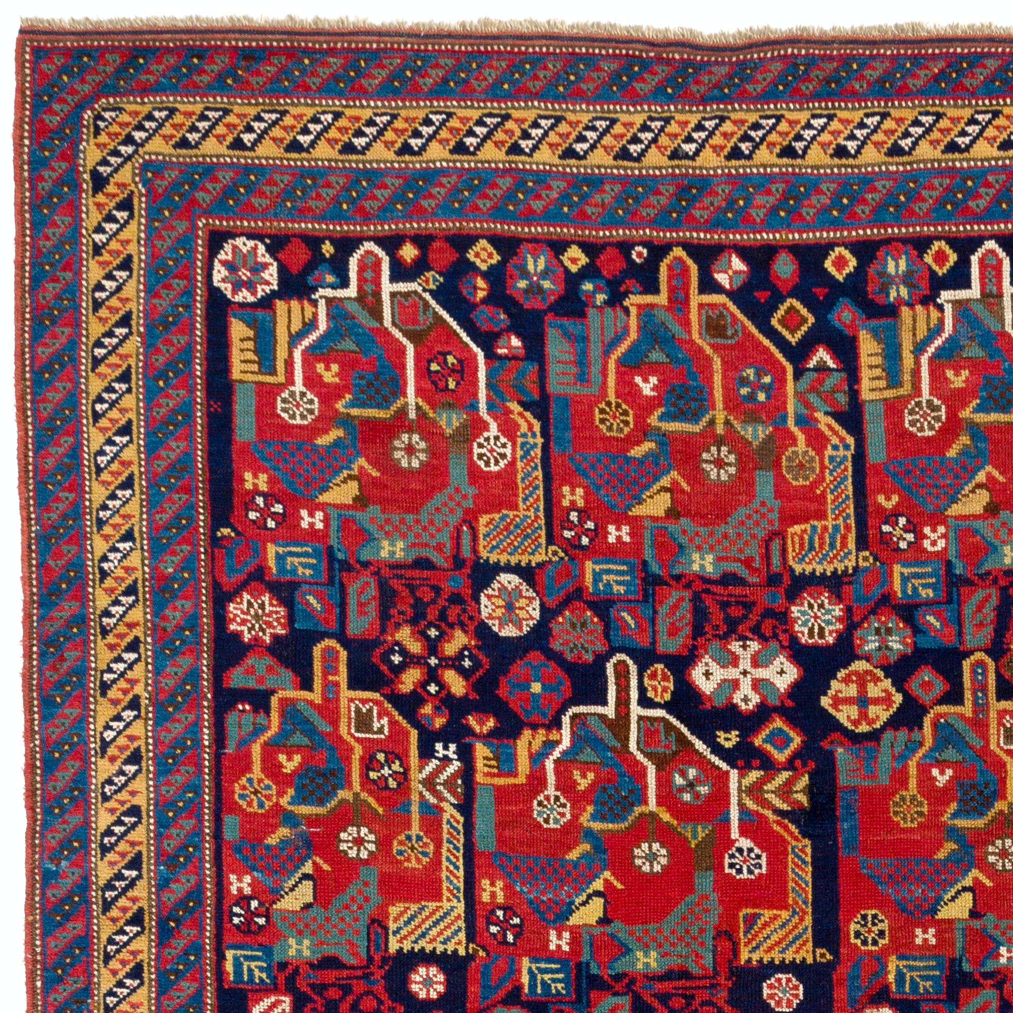 Antiker persischer Gaschgai-Teppich, ca. Ende des 19. Jahrhunderts. Fein handgeknüpft mit gleichmäßigem, mittelhohem Wollflor auf Wollbasis. Sehr guter Originalzustand. Ganz natürliche Farbstoffe. 