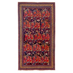 4.4x8 Ft Antique Persian Qashqai Rug. One of a Kind Tribal Oriental Carpet. 