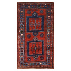 4'4"x8'2" Red Antique Caucasian Rug Armenian Kazak Hand Knotted Wool Oriental