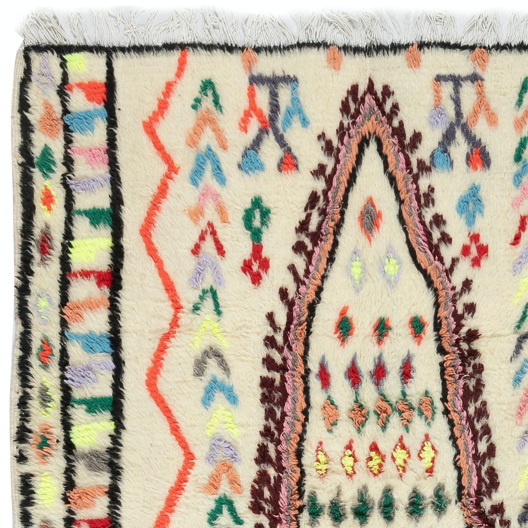 4.4x8.3 Ft Einzigartiger Vintage handgeknüpfter türkischer Tulu-Teppich, 100% Wolle im Zustand „Gut“ im Angebot in Spring Valley, NY