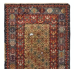 4.4x8.4 Ft Antique Gendje Shirvan Rug, East Caucasus, Late 19th Century