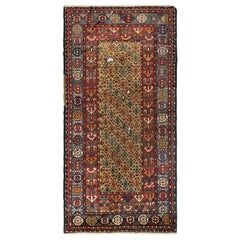 4.4x8.4 Ft Antique Gendje Shirvan Rug, East Caucasus, Late 19th Century