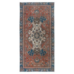 Orientalischer Teppich 4.4x8,5 Ft mit Medaillon, handgefertigter türkischer Teppich, ca. 1960