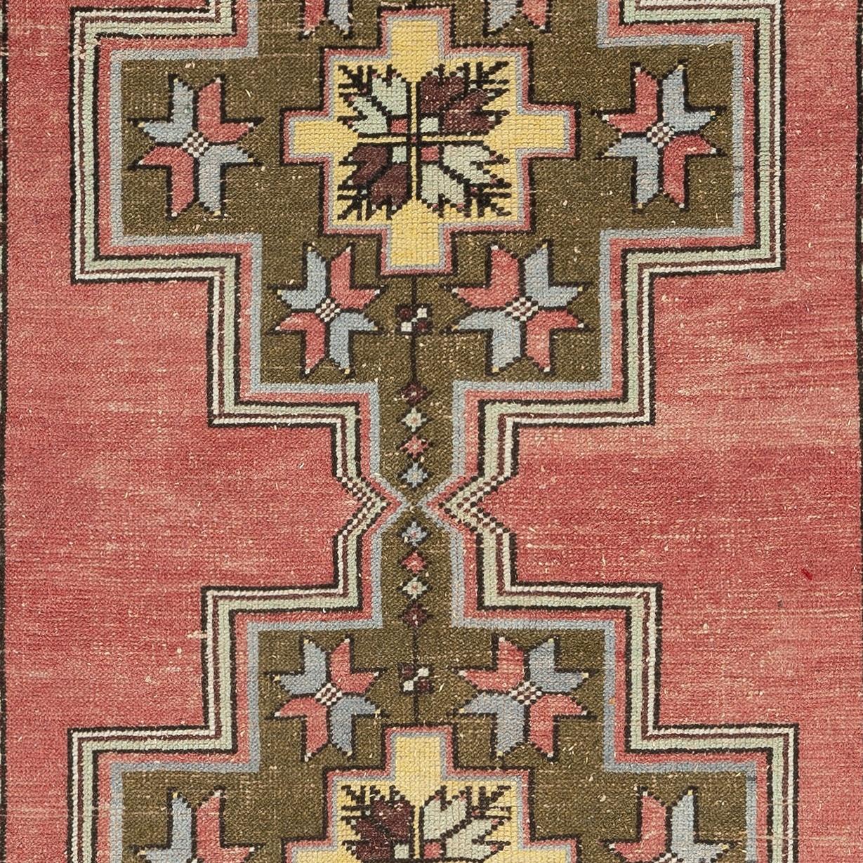 Turkish 4.4x9 Ft One-of-a-kind Vintage Oriental Rug with Tribal Motifs. 100% Wool For Sale