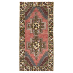 4.4x9 Ft Einzigartiger Vintage Orientteppich mit Tribal-Motiven. 100% Wolle