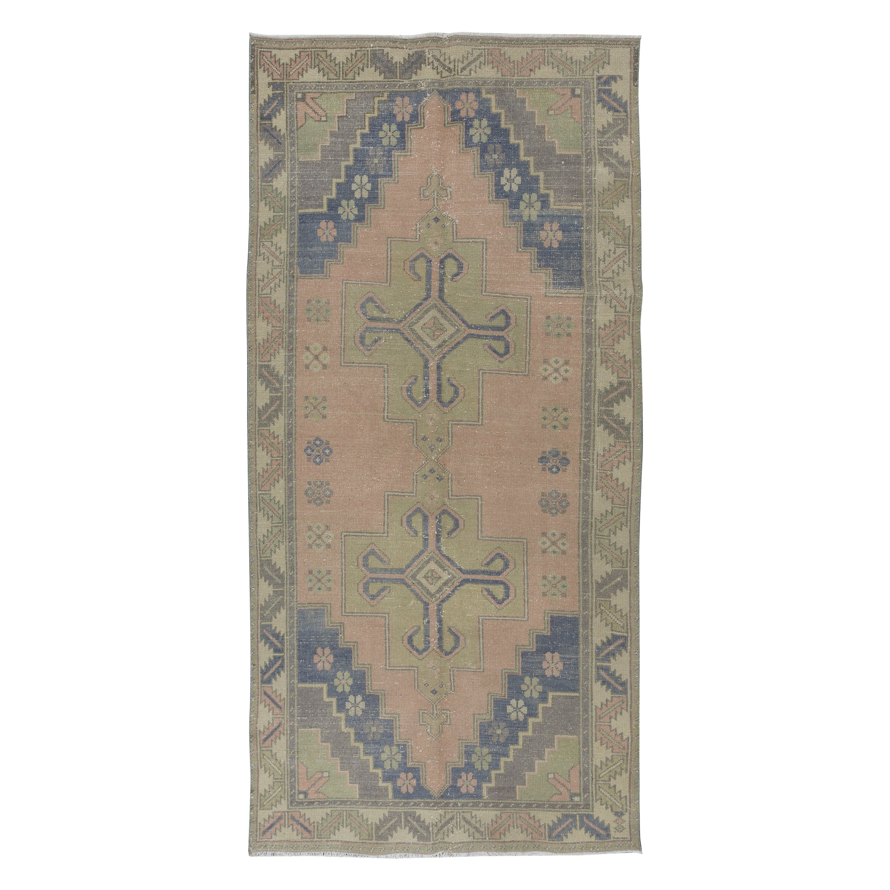 4.4x9 Ft Tapis d'Orient avec Médaillons, Tapis Tribal Fait à la Main