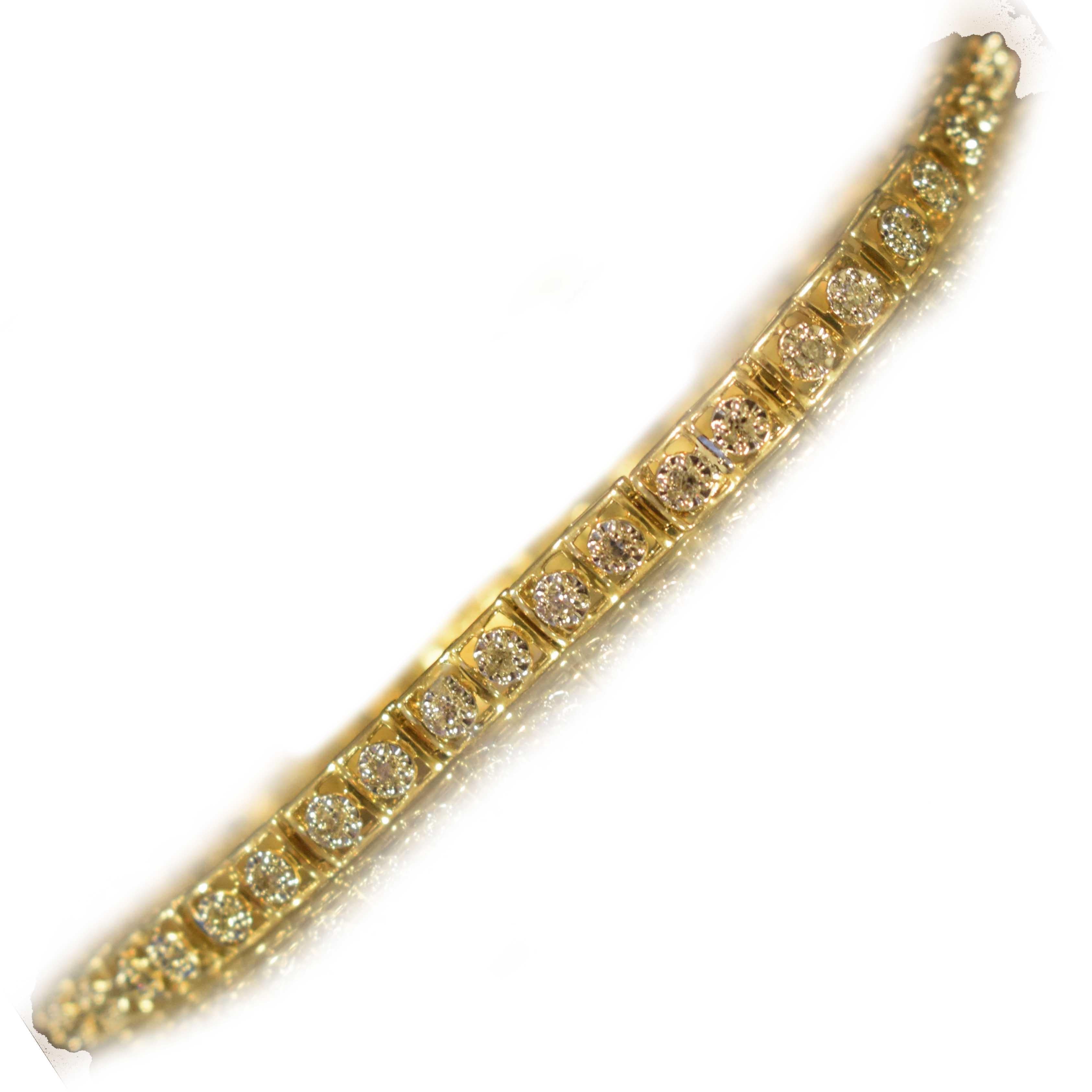 Brilliance Jewels, Miami
Questions? Call Us Anytime!
786,482,8100

Bracelet Length: 7.25 inches

Style: Square Box Tennis Bracelet

Stones: 45 Round Diamonds

Diamond Color: I

Diamond Clarity: I2

Metal: Yellow Gold

Metal Purity: 10k

Total Item