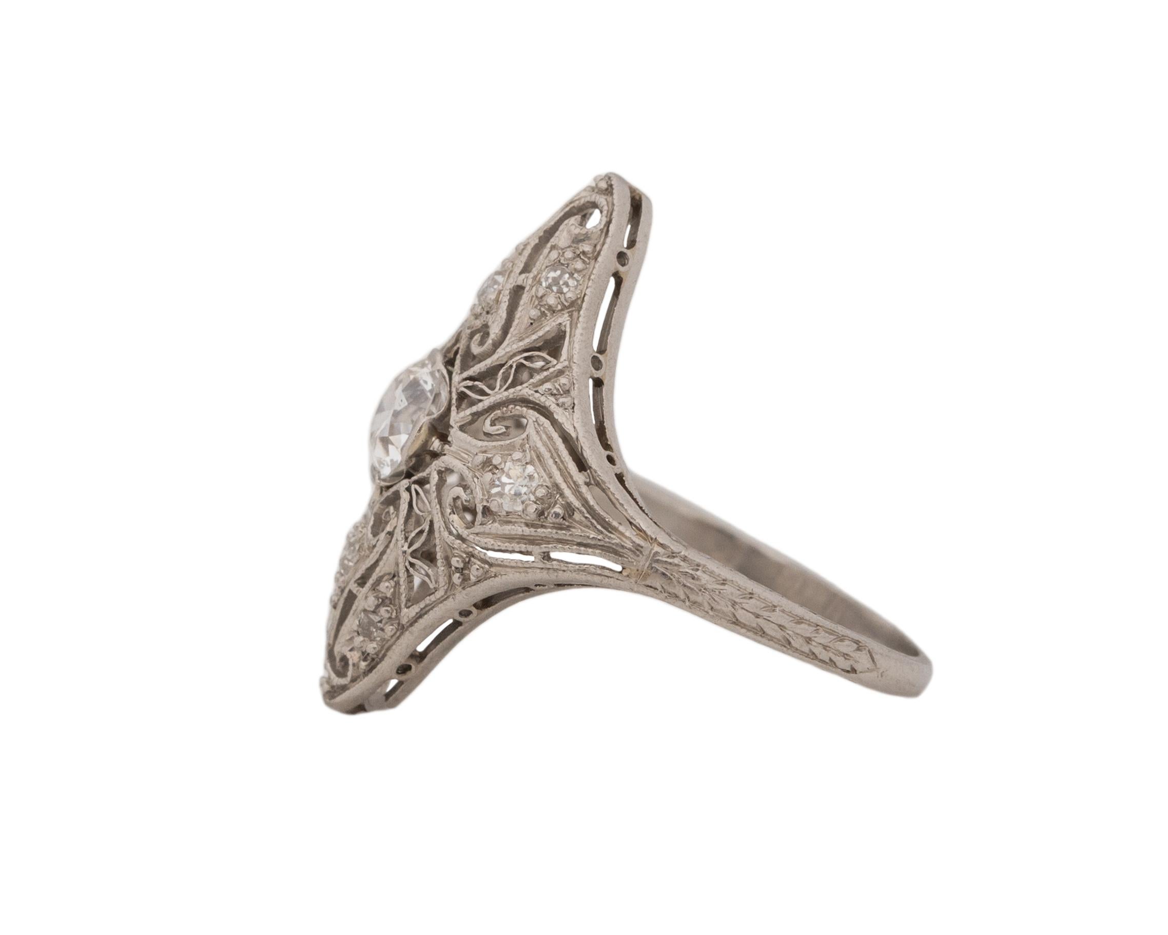 Old European Cut .45 Carat Art Deco Diamond Platinum Engagement Ring For Sale