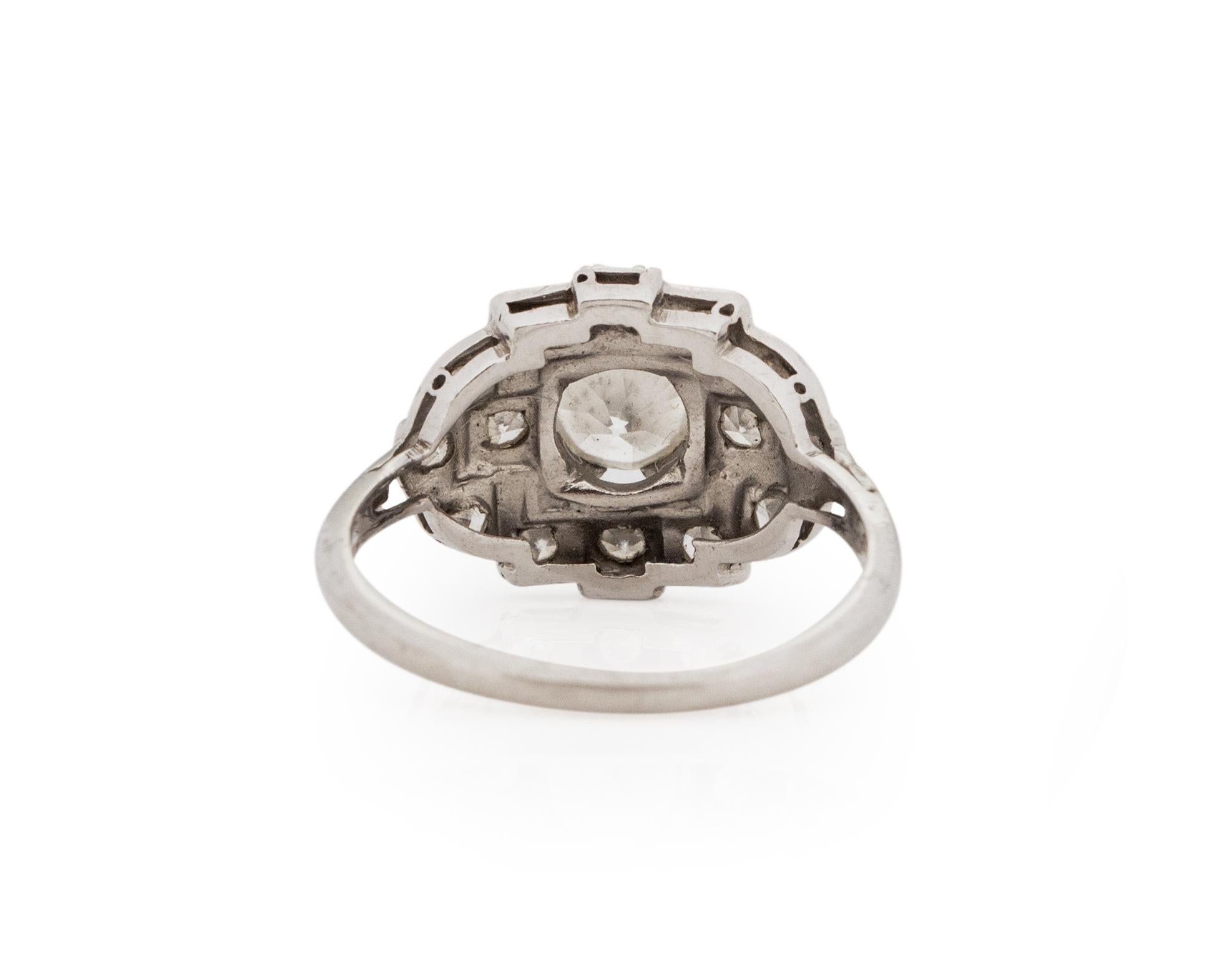 Old European Cut .45 Carat Art Deco Diamond Platinum Engagement Ring For Sale