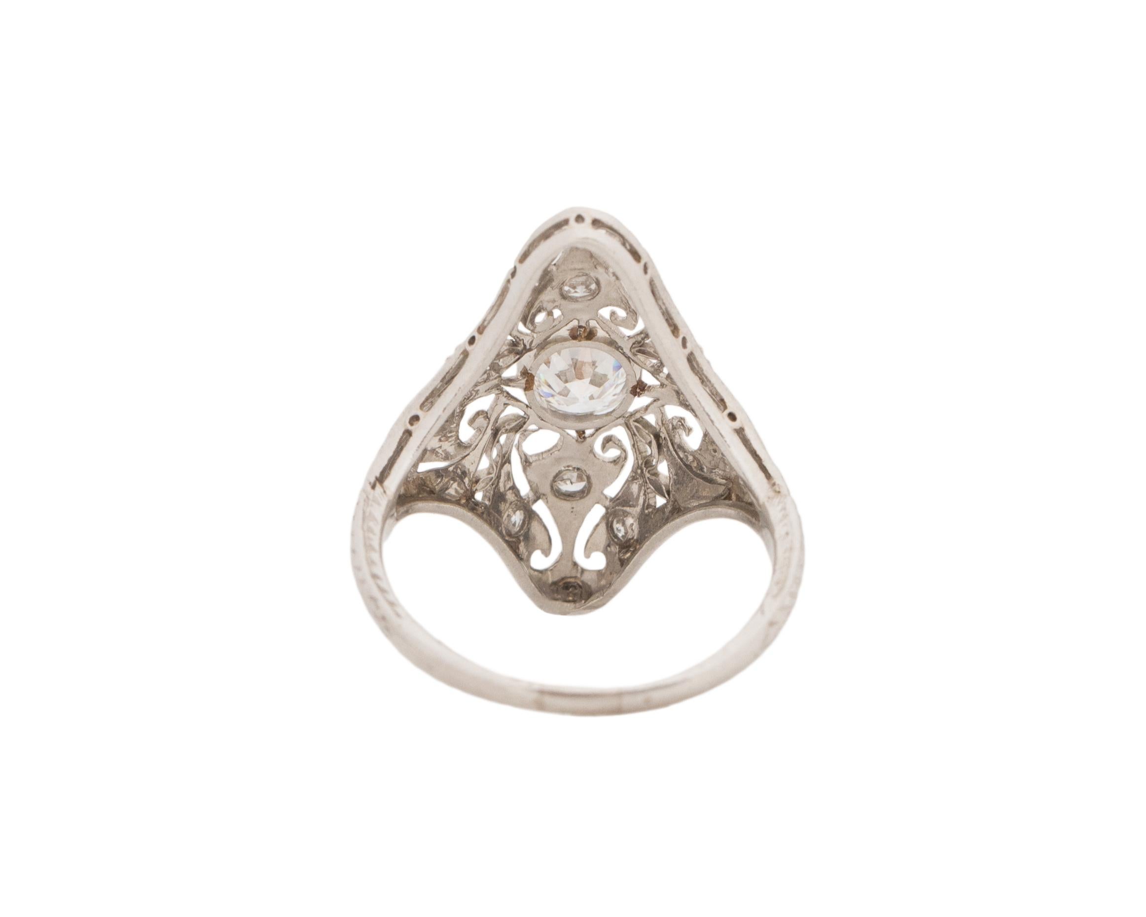 .45 Carat Art Deco Diamond Platinum Engagement Ring In Good Condition For Sale In Hicksville, NY