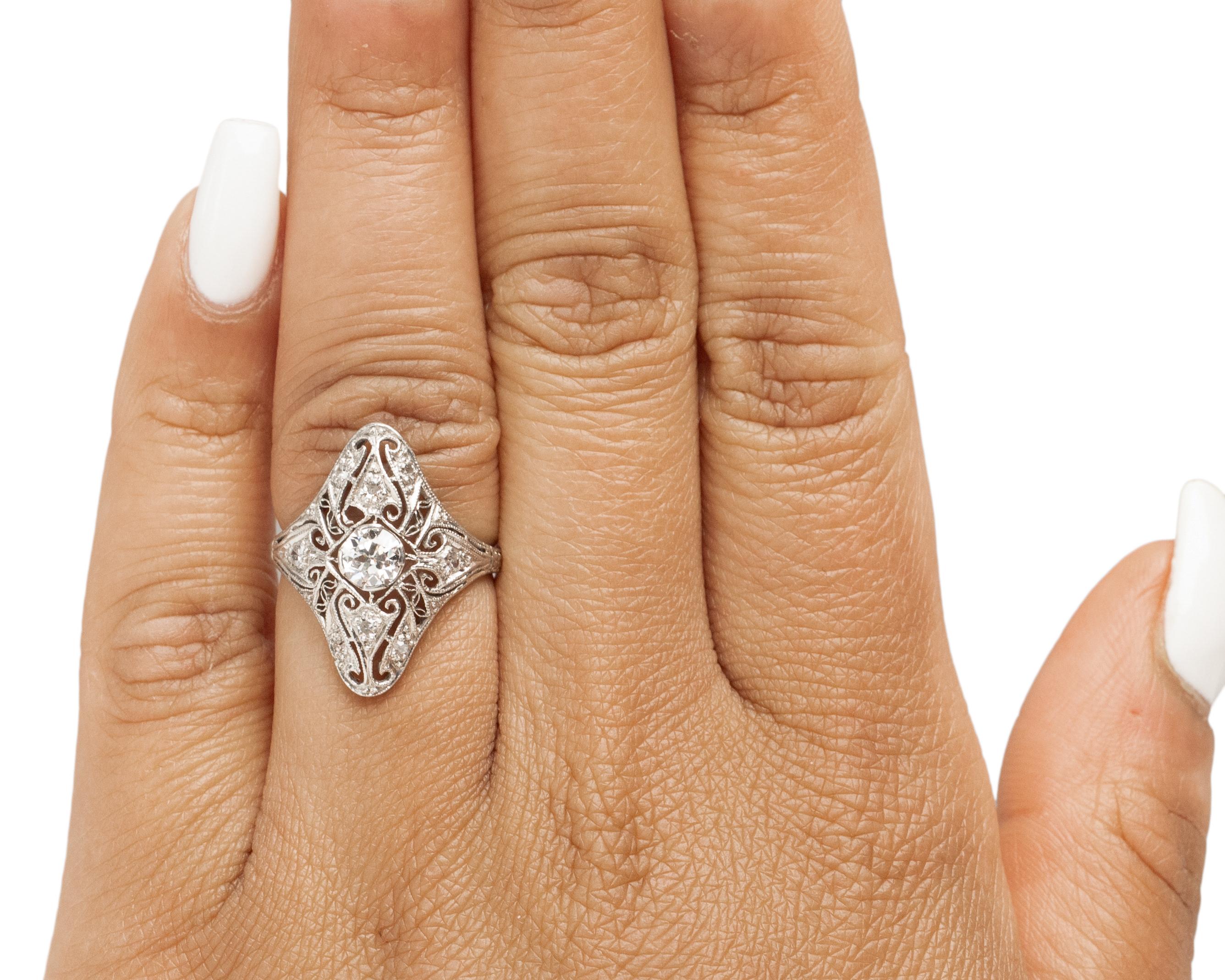 Women's .45 Carat Art Deco Diamond Platinum Engagement Ring For Sale