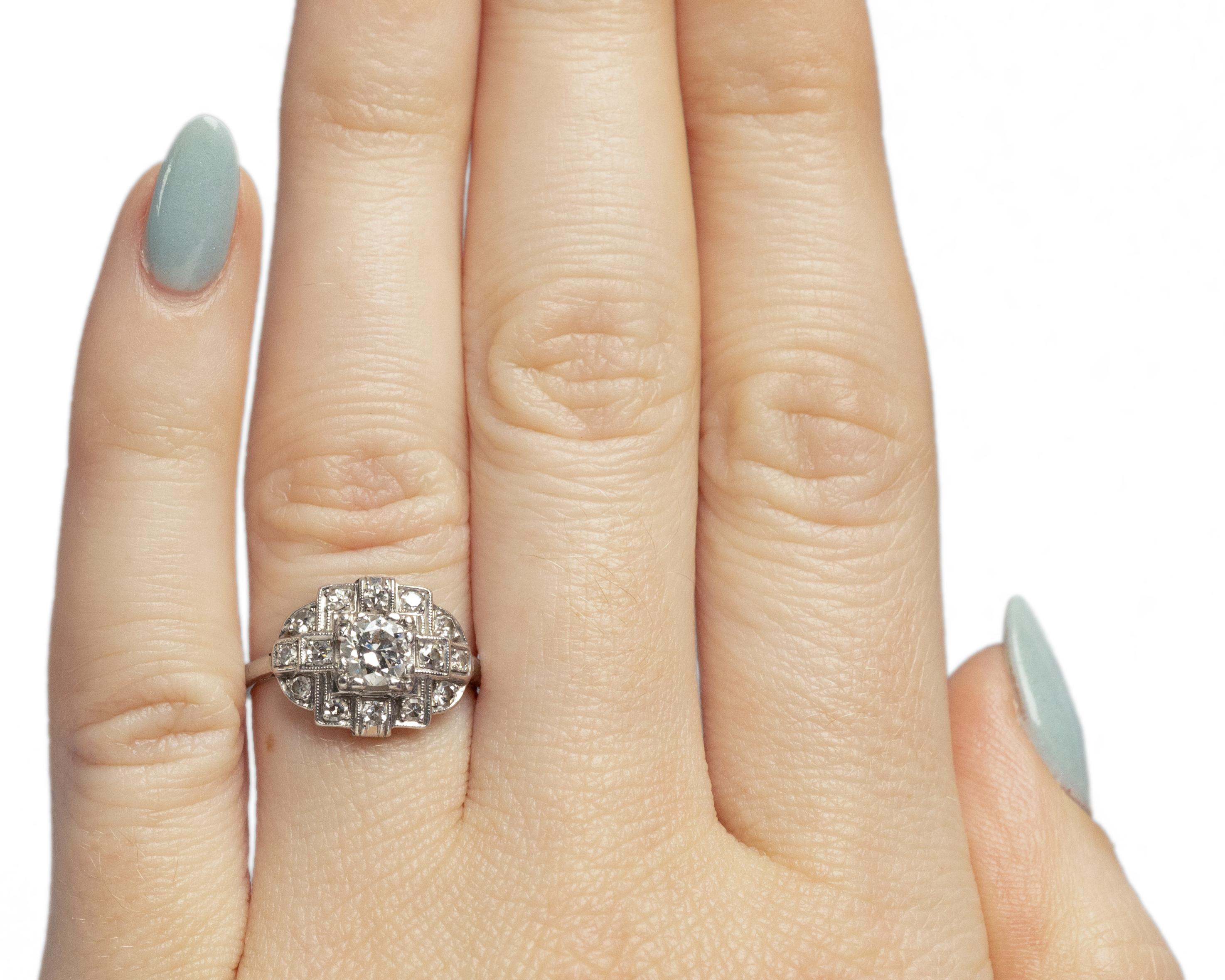 Women's .45 Carat Art Deco Diamond Platinum Engagement Ring For Sale
