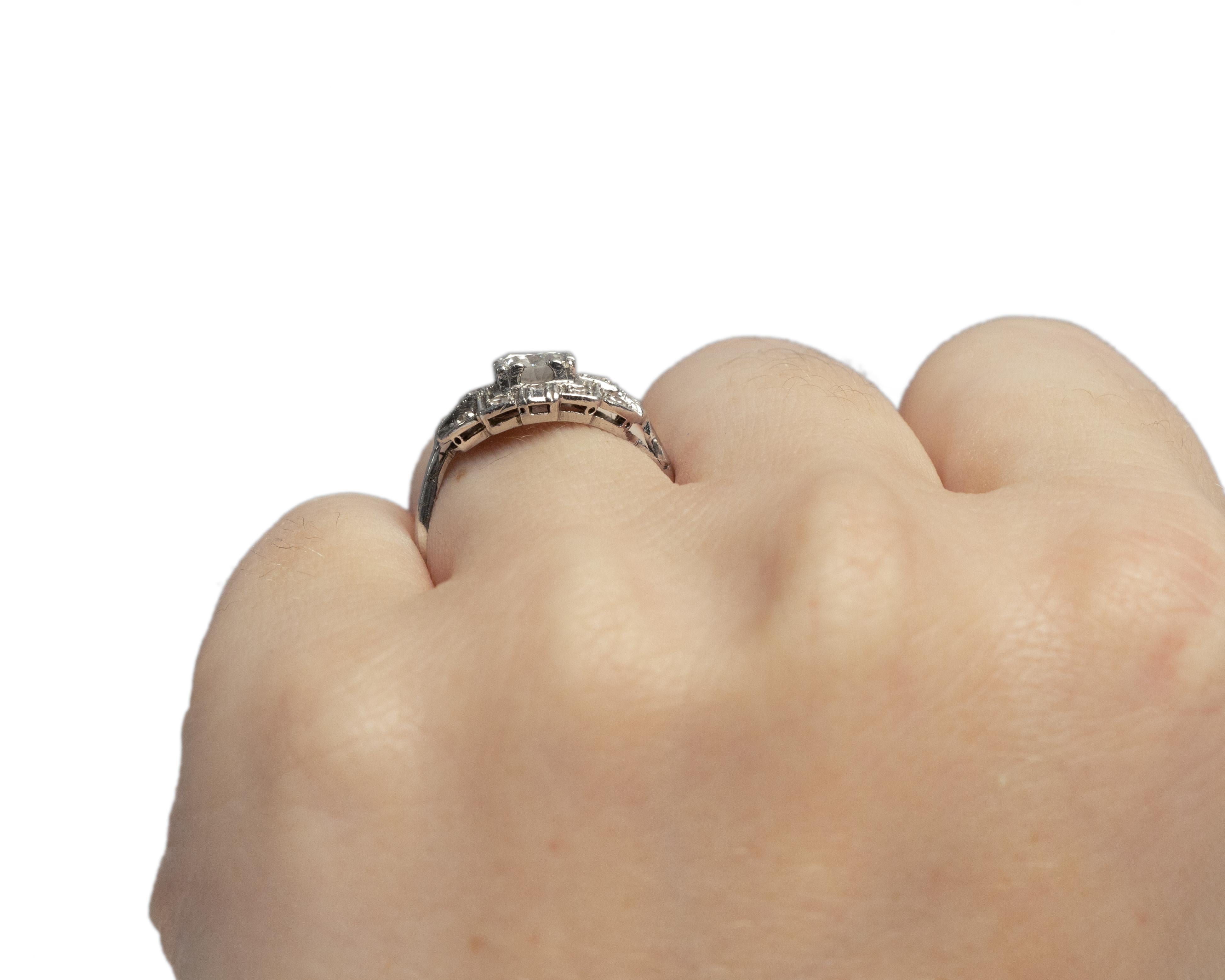 .45 Carat Art Deco Diamond Platinum Engagement Ring For Sale 1