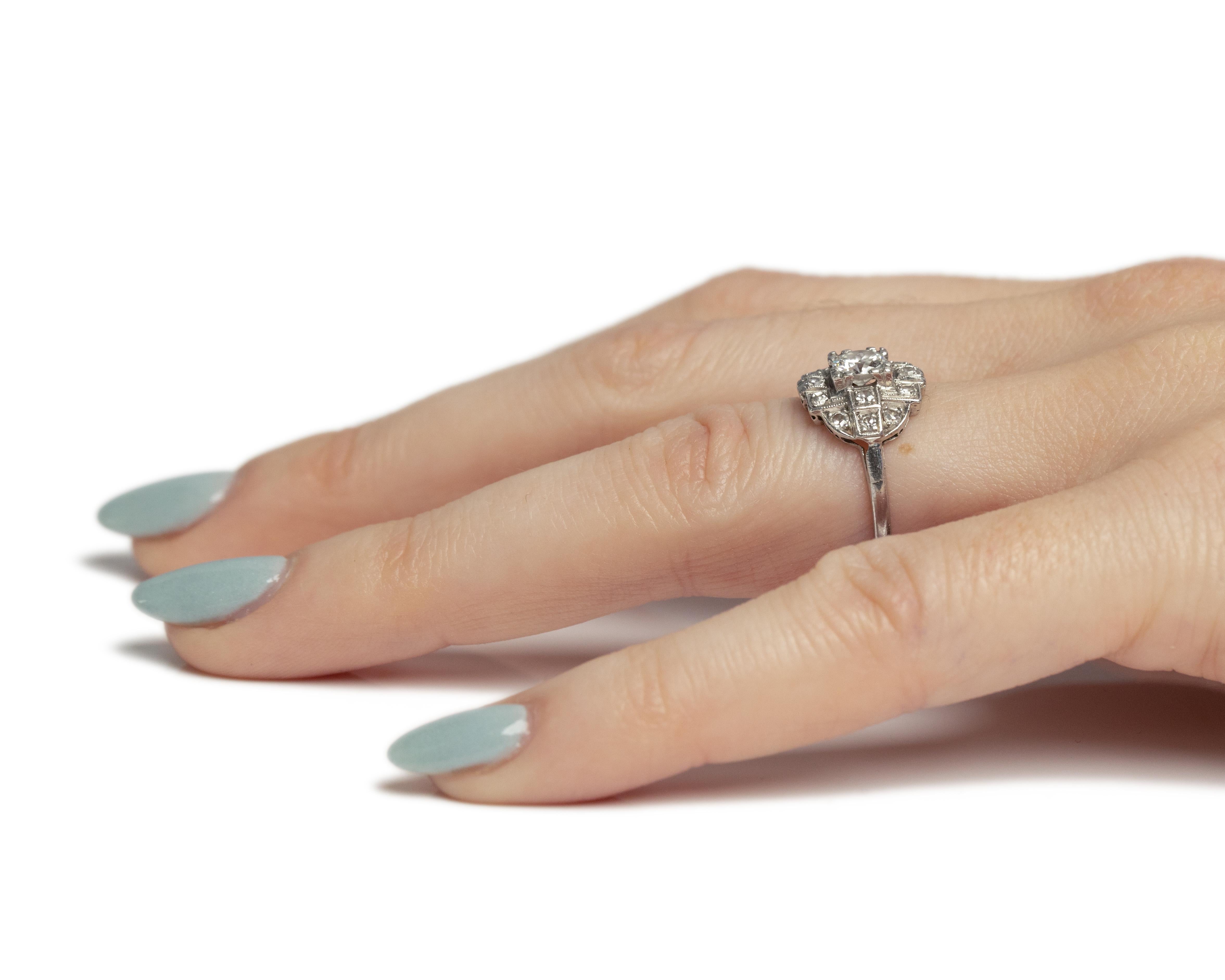 .45 Carat Art Deco Diamond Platinum Engagement Ring For Sale 2