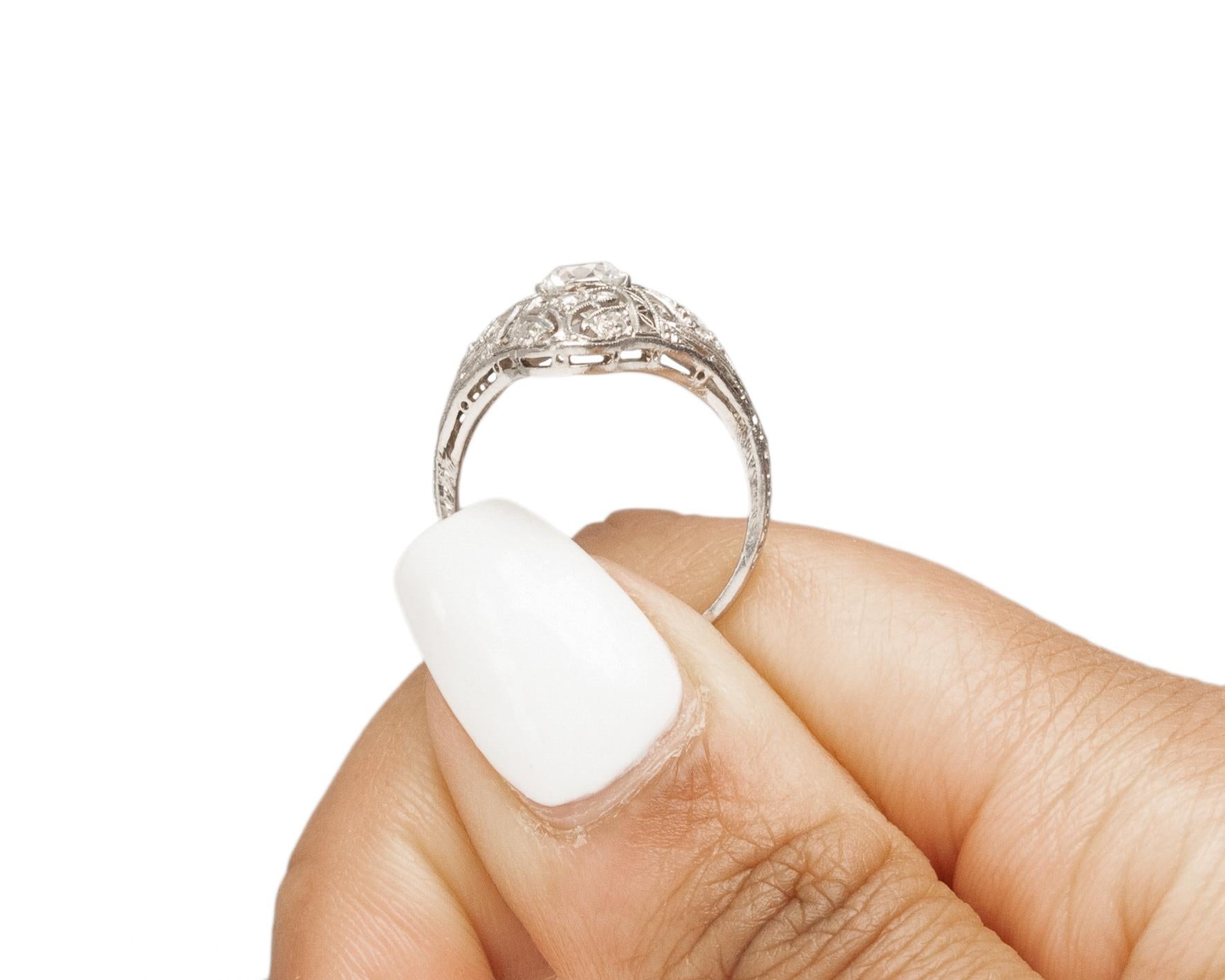.45 Carat Art Deco Diamond Platinum Engagement Ring For Sale 3
