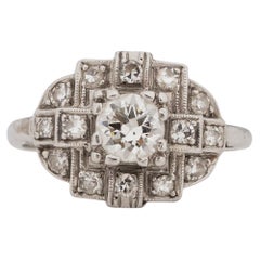 0,45 Karat Art Deco Diamant Platin Verlobungsring