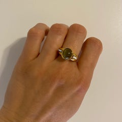 4.5 Carat Cat’s Eye Men’s Signet Gold Ring Estate Fine Jewelry