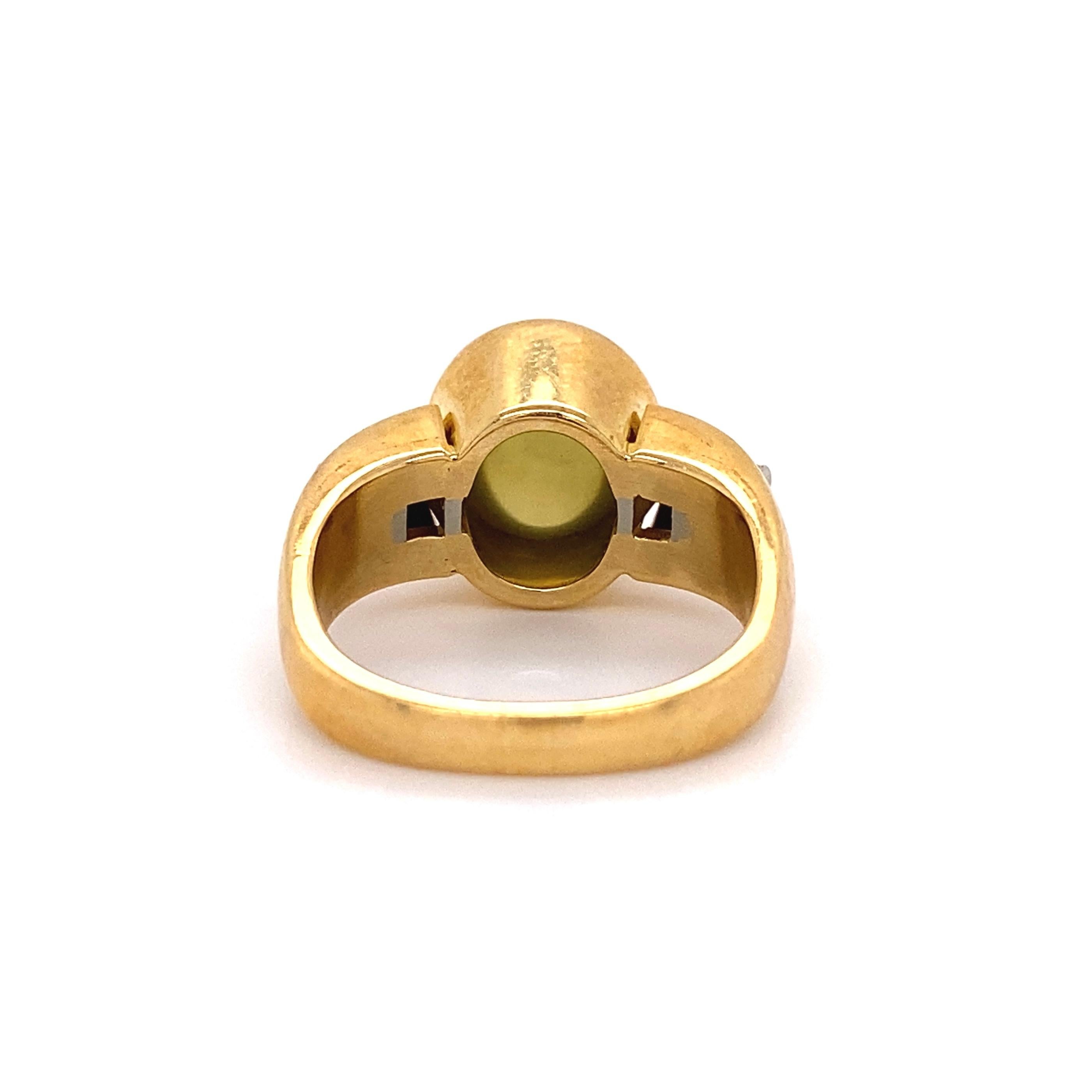 4.5 Carat Cat’s Eye Men’s Signet Gold Ring Estate Fine Jewelry In Excellent Condition In Montreal, QC