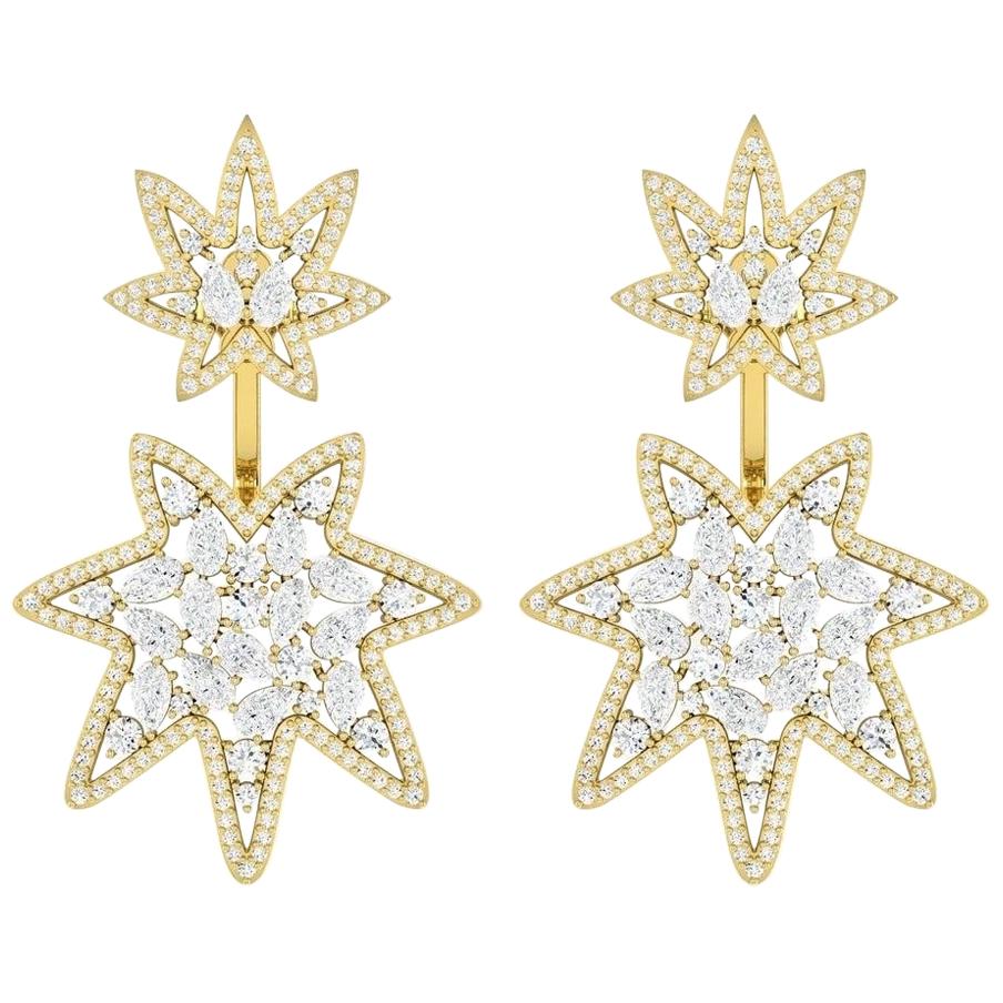 Boucles d'oreilles veste en or 18 carats avec diamants de 4,5 carats