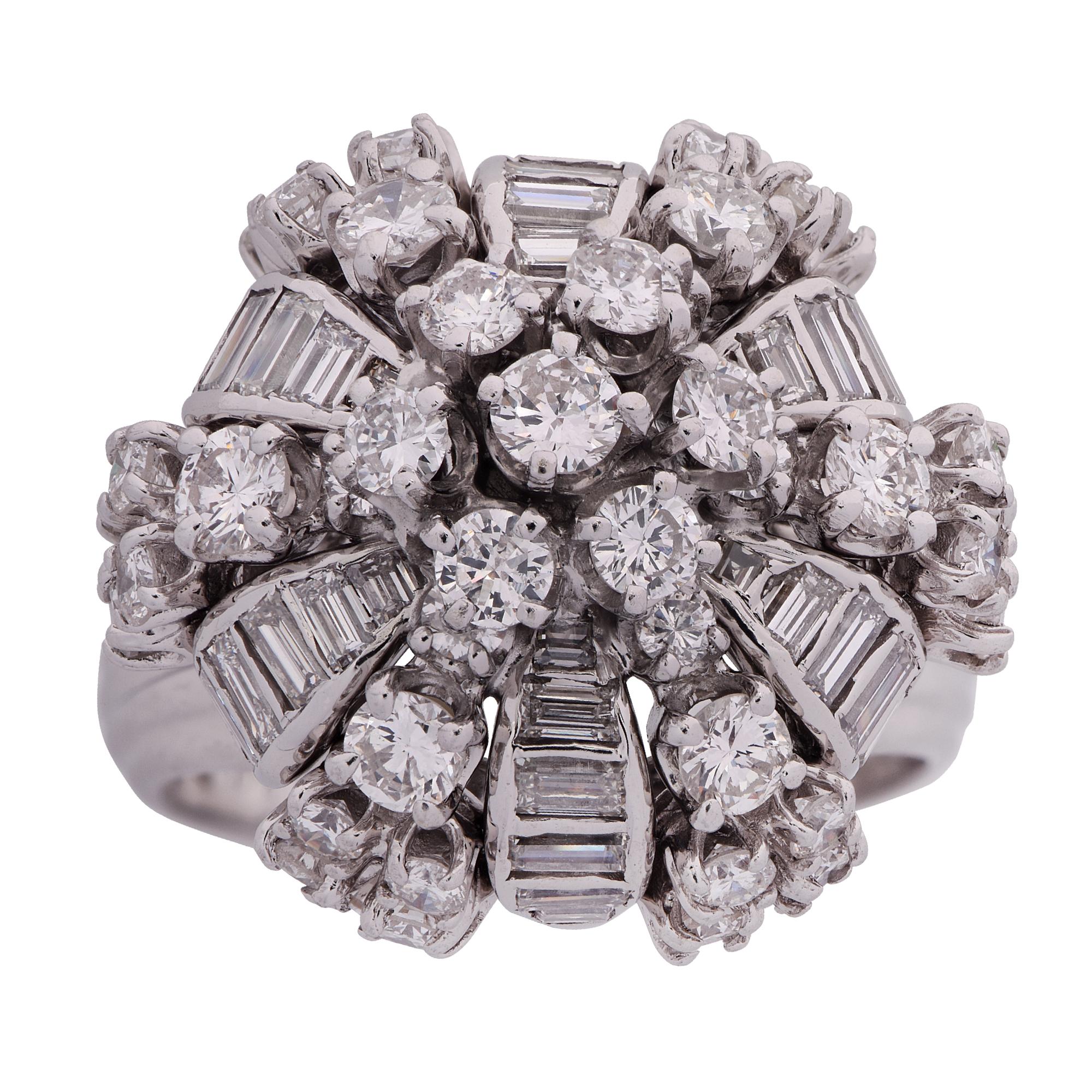 Modern 4.5 Carat Diamond and Platinum Bombe Ring