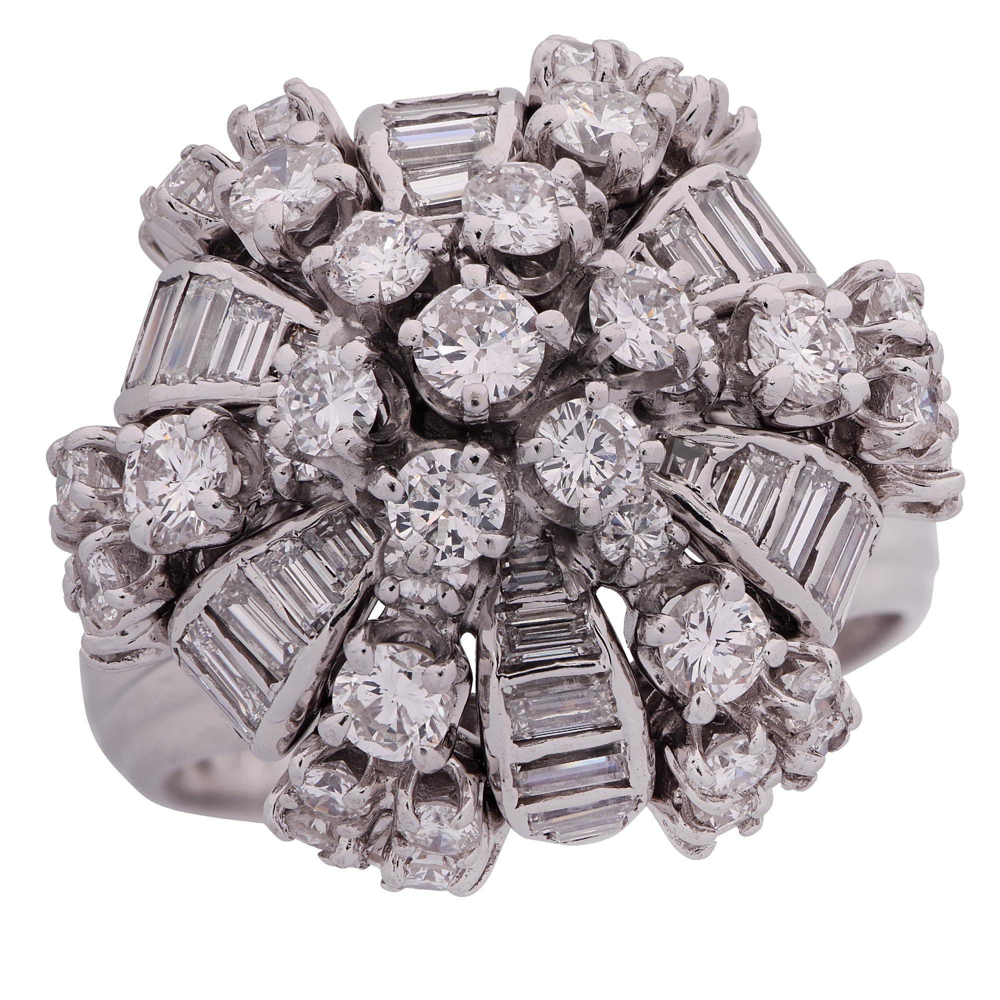 4.5 Carat Diamond and Platinum Bombe Ring