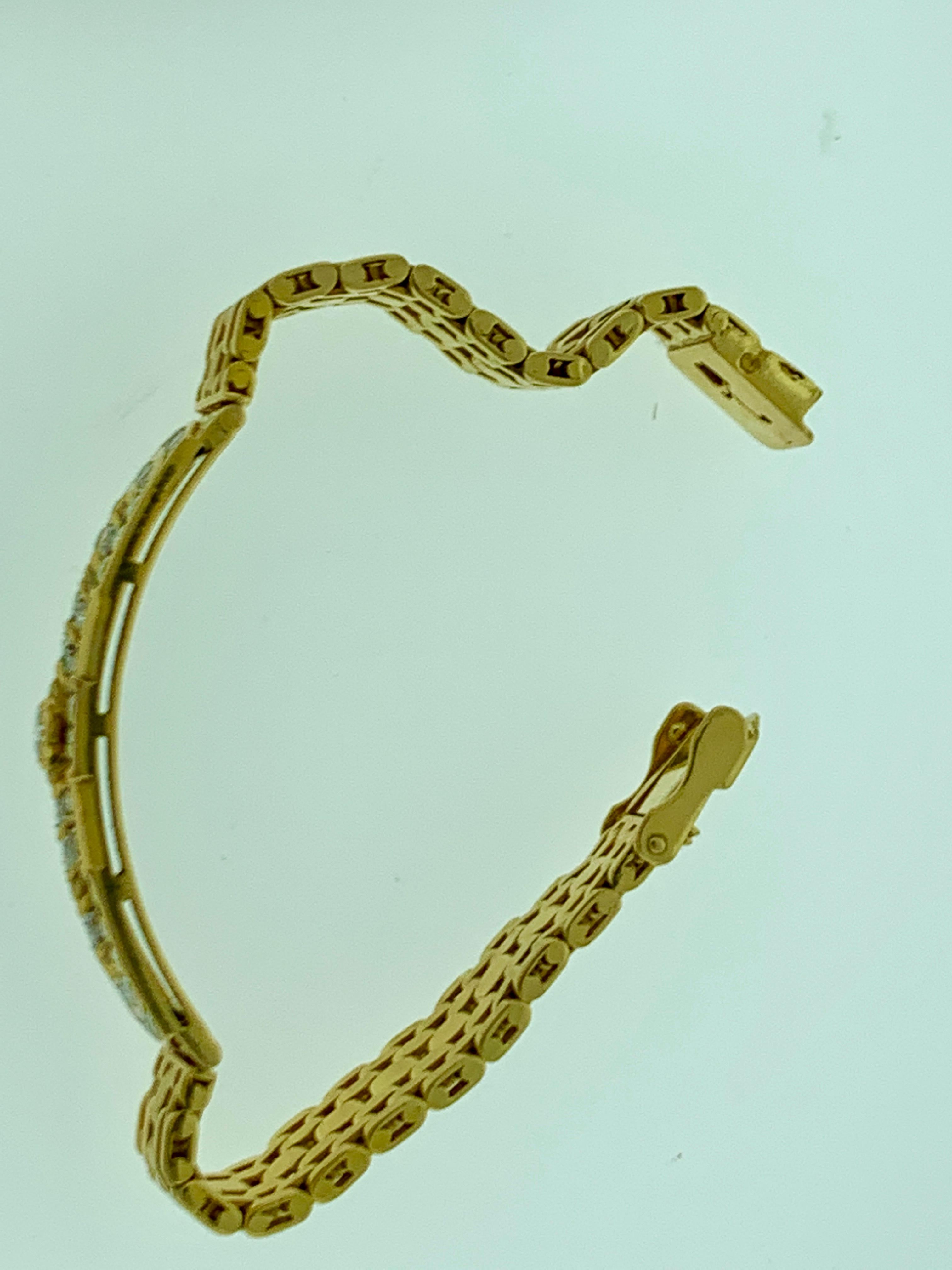 4.5 Carat Diamond Bracelet in 18 Karat Yellow Gold, 62 Grams, Estate, Unisex 9