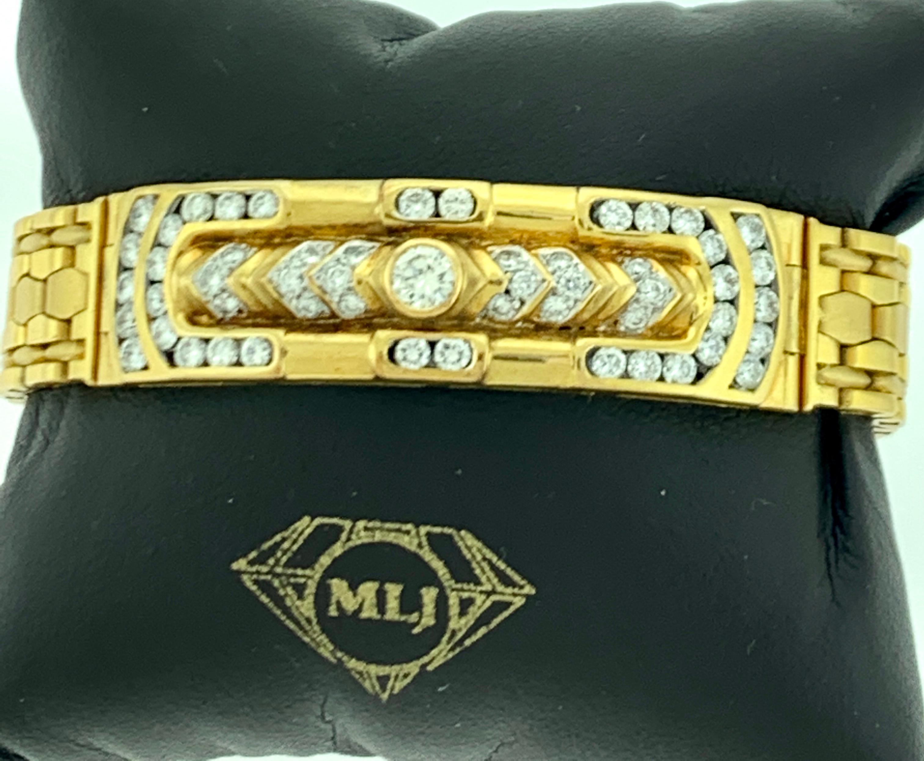 4.5 Carat Diamond Bracelet in 18 Karat Yellow Gold, 62 Grams, Estate, Unisex 5