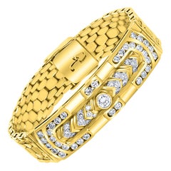 4.5 Carat Diamond Bracelet in 18 Karat Yellow Gold, 62 Grams, Estate, Unisex