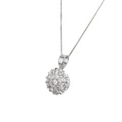.45 Carat Diamond Cluster White Gold Pendant Necklace