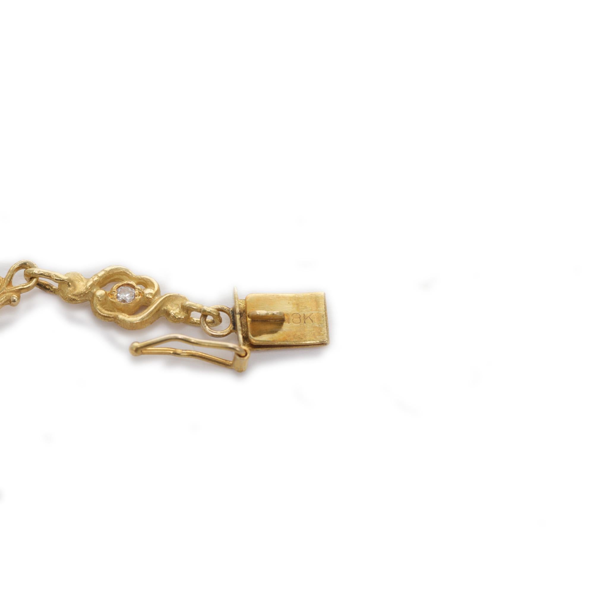 .45 Carat Diamond Enamel Yellow Gold Art Nouveau Revival Pendant Necklace For Sale 1