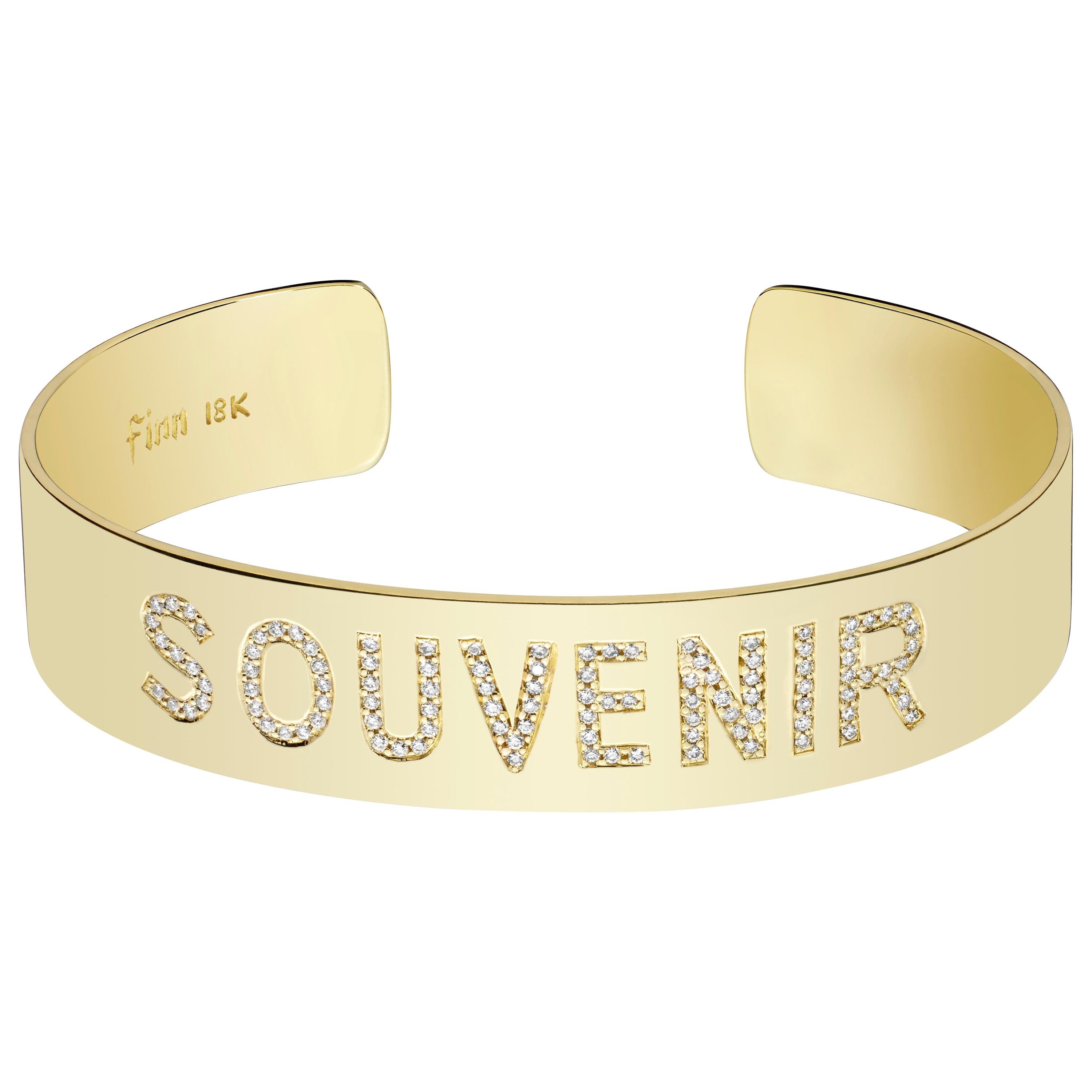 .45 Carat Diamond Pave Gold Souvenir Cuff Bracelet For Sale