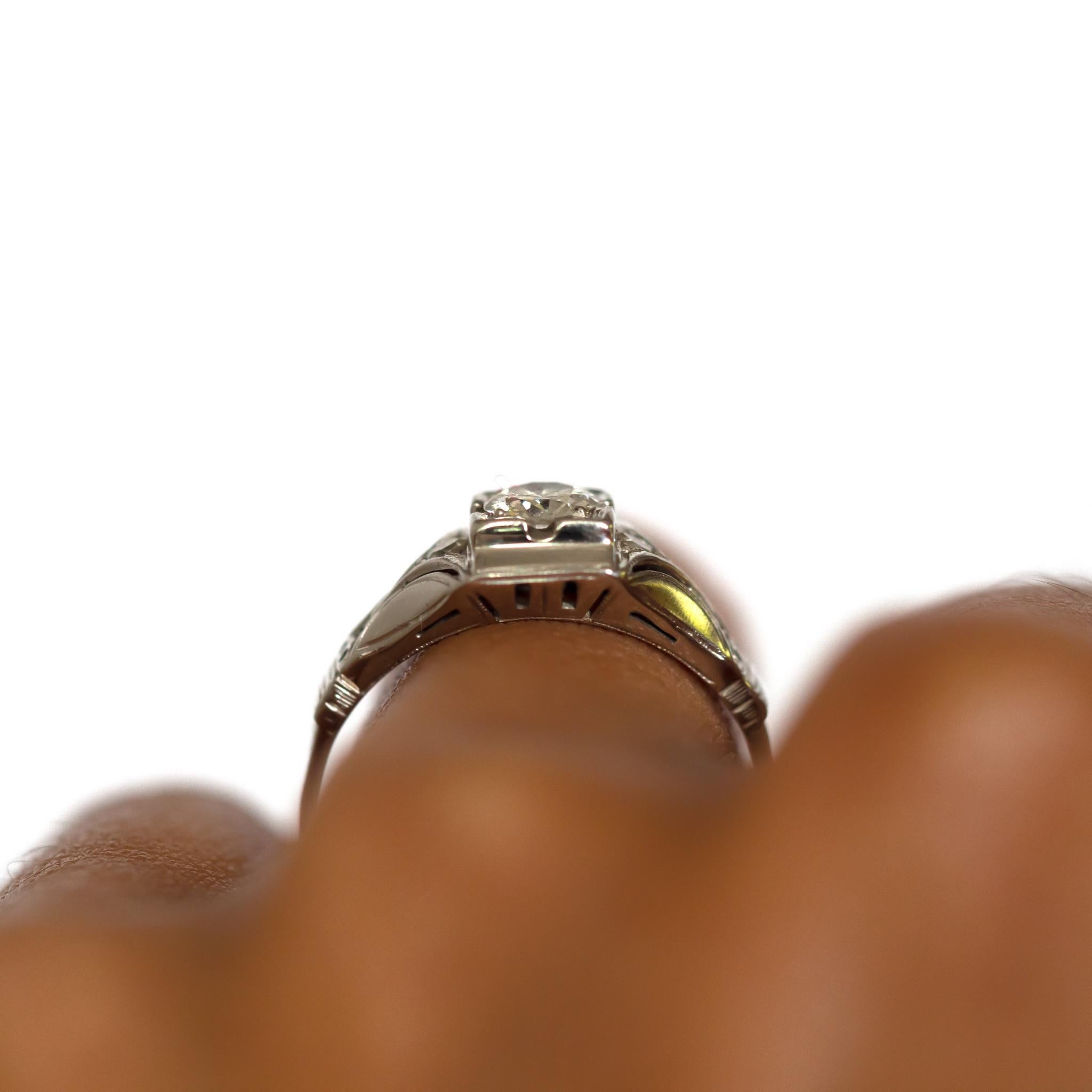 Women's or Men's .45 Carat Diamond White Gold Engagement Ring For Sale
