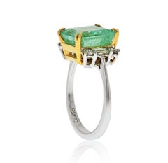 4.5 Carat Emerald Cut Colombian Emerald Ring in Thin 18k Gold