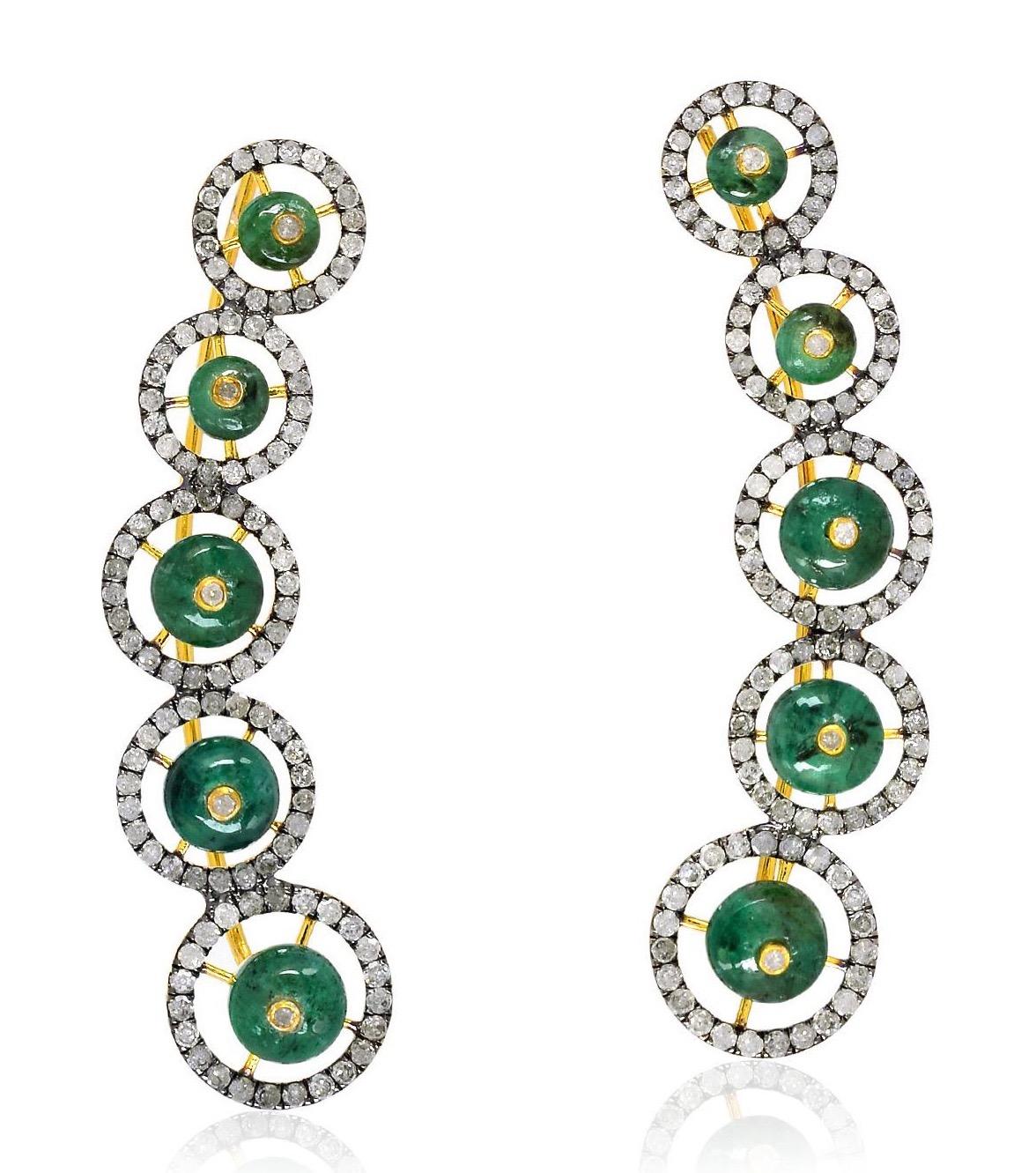 emerald climber earrings