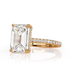 4.5 Carat Emerald Diamond Ring 14K White Gold Everyday Royalty