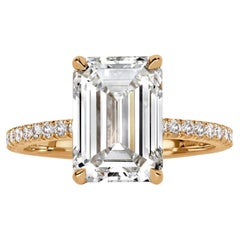 4.5 Carat Emerald Diamond Ring 14K White Gold Everyday Royalty