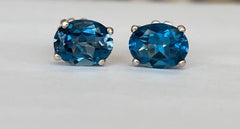 4.5 Carat London Blue Topaz Gold Earrings