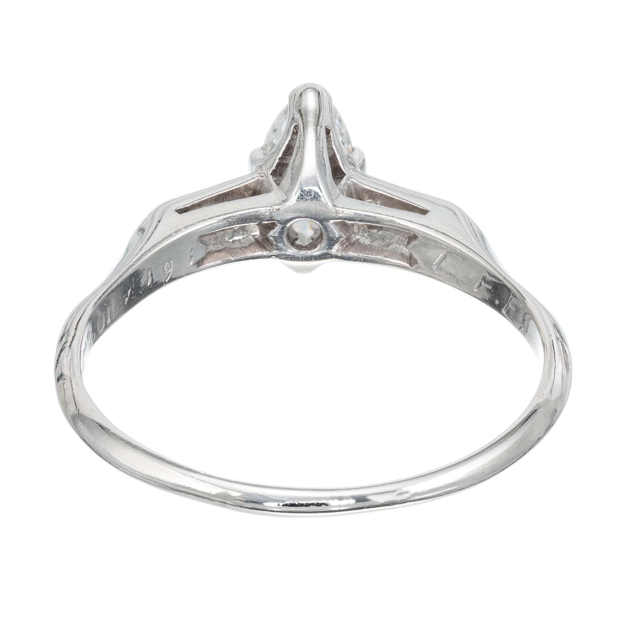 Women's .45 Carat Marquise Diamond Platinum Three-Stone Engagement Ring For Sale