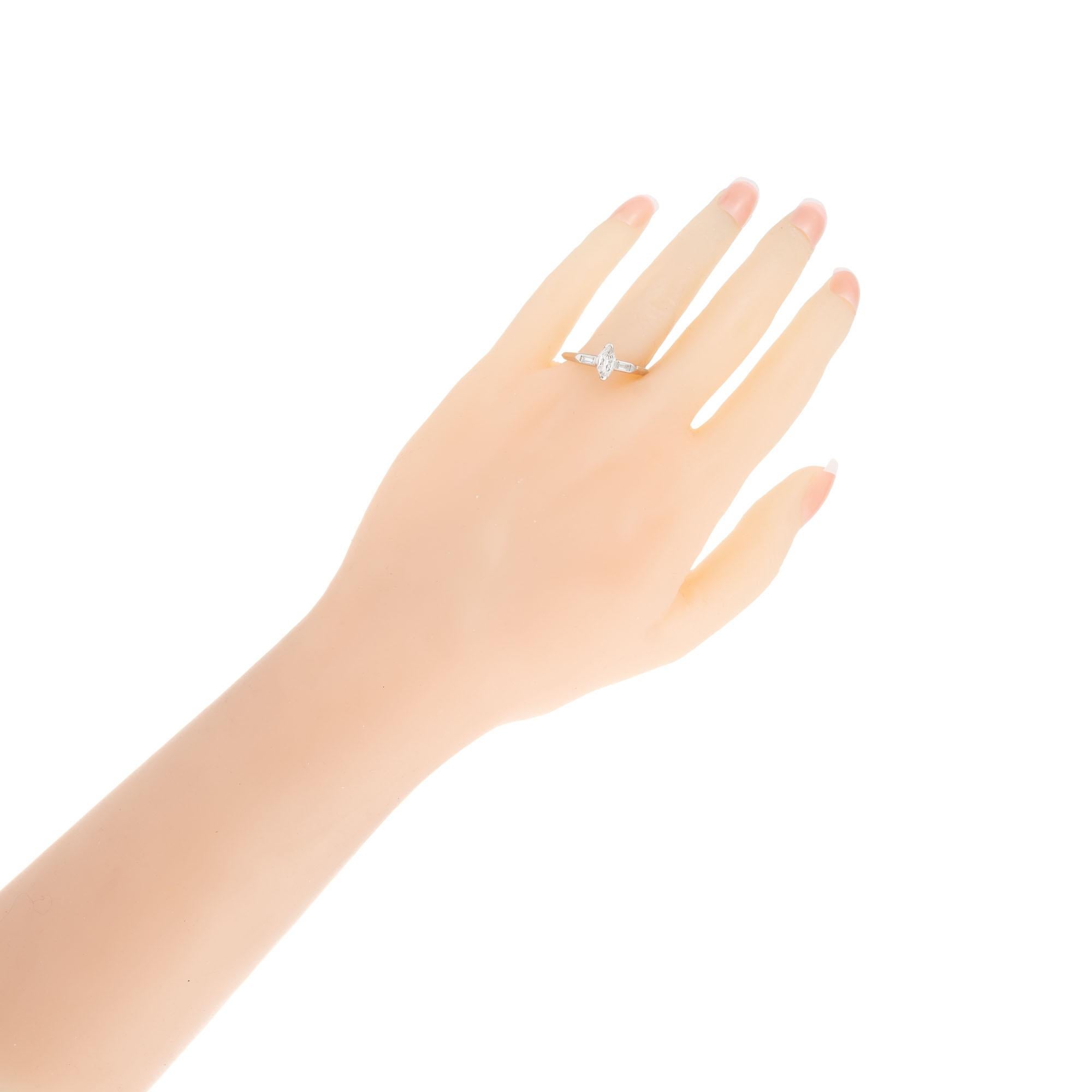 .45 Carat Marquise Diamond Platinum Three-Stone Engagement Ring For Sale 2