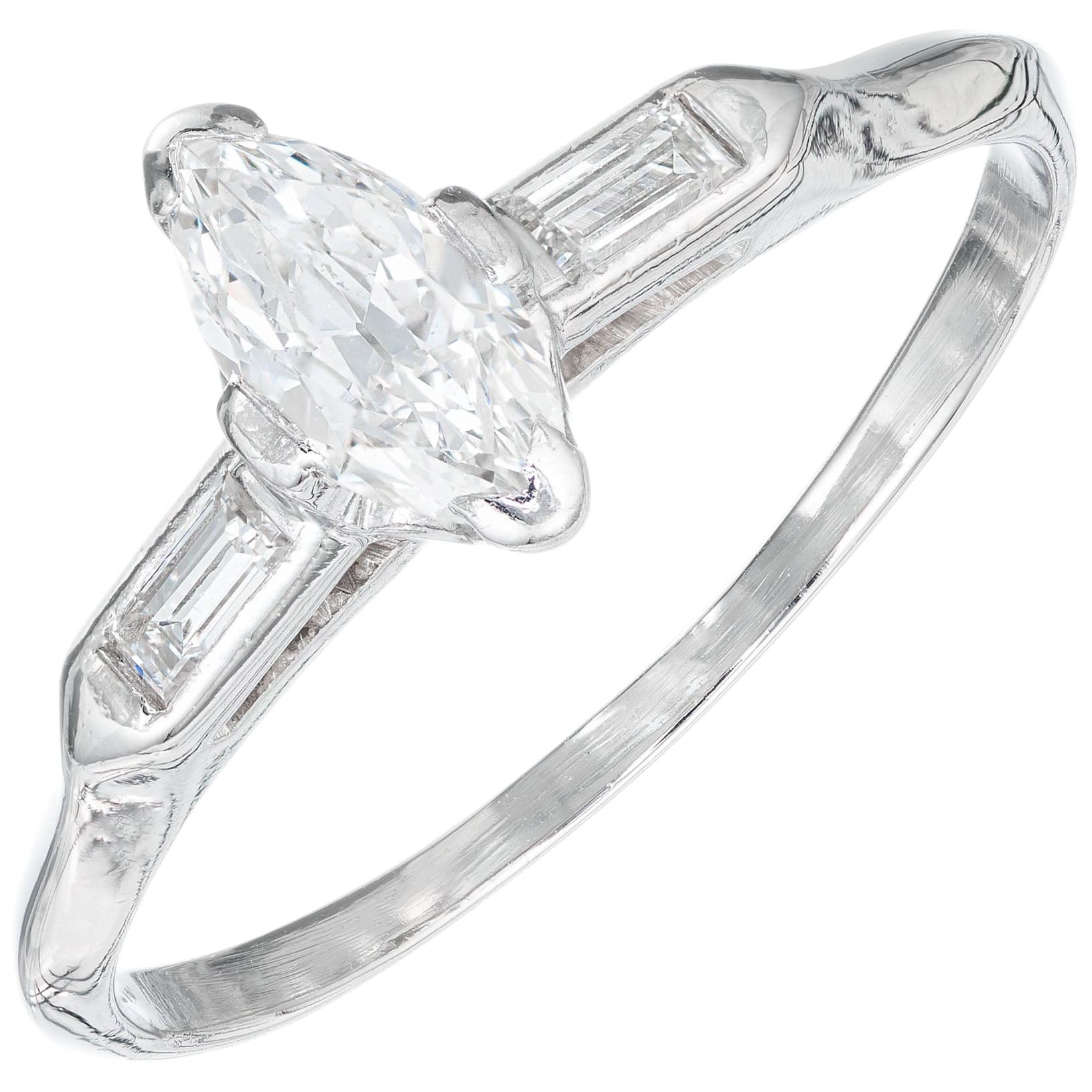 .45 Carat Marquise Diamond Platinum Three-Stone Engagement Ring
