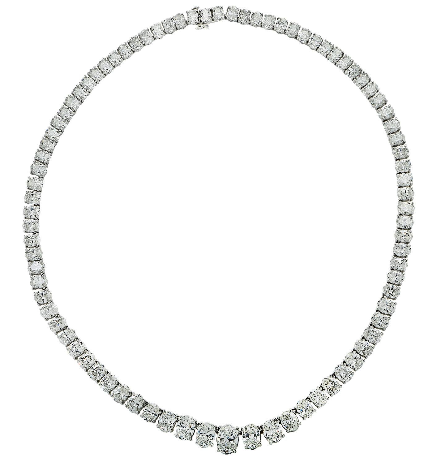 Women's 45 Carat Oval Diamond Riviere Necklace