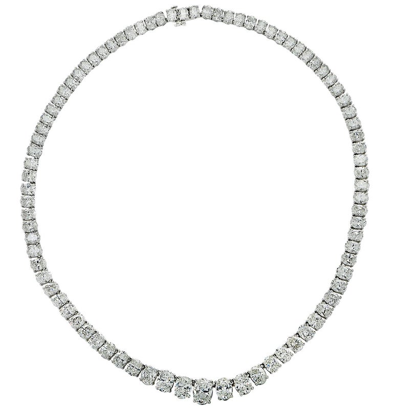 45 Carat Oval Diamond Riviere Necklace at 1stDibs
