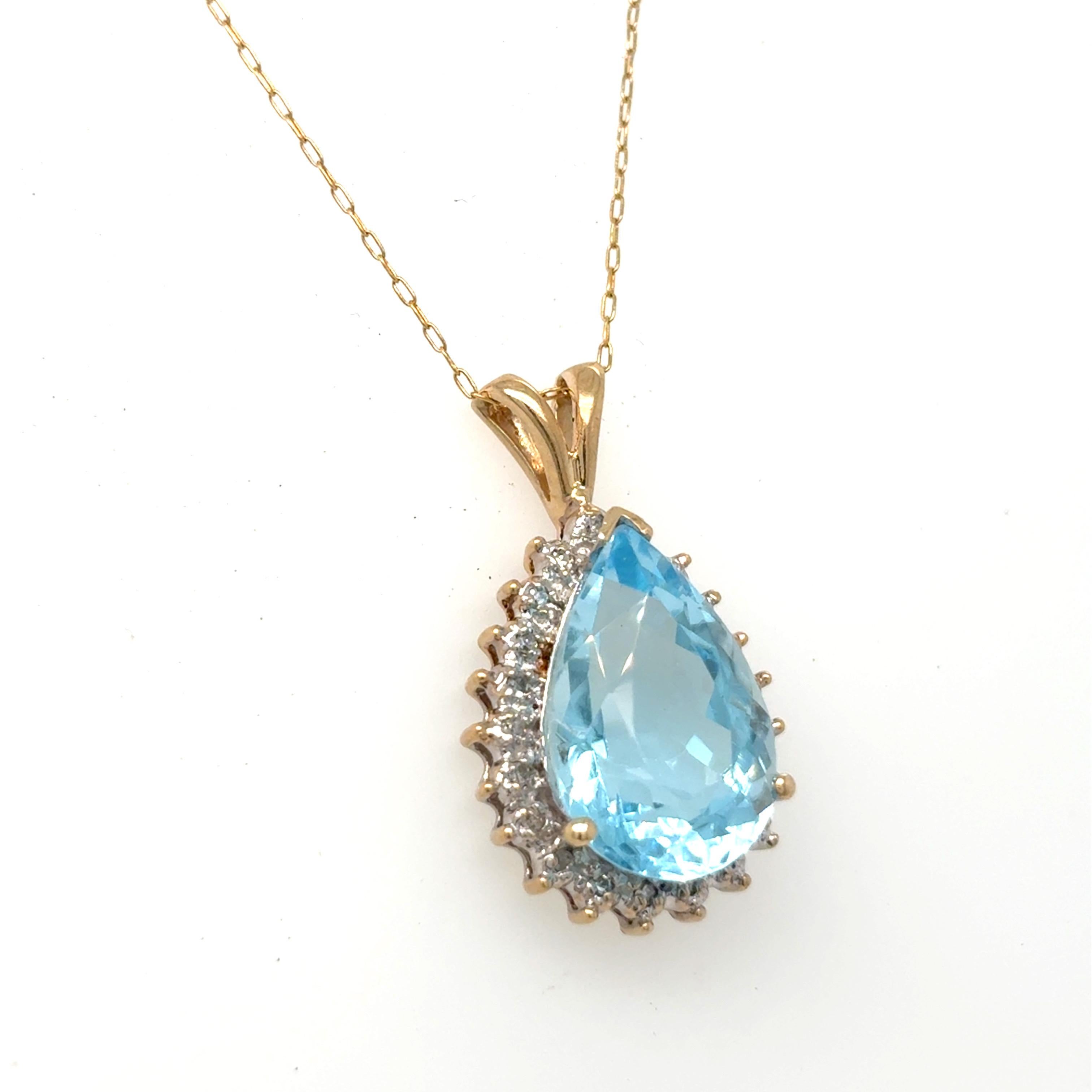 Collana con ciondolo di diamanti e acquamarina da 4,5 carati con taglio a pera in vendita 4